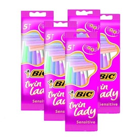 Bic Twin Lady Sensitive Razors - Twin Blade Smooth Shave Razor, Gentle Sensitive Skin Razors, Disposable & Easy Glide Hair Removal Shaving Razor for Body