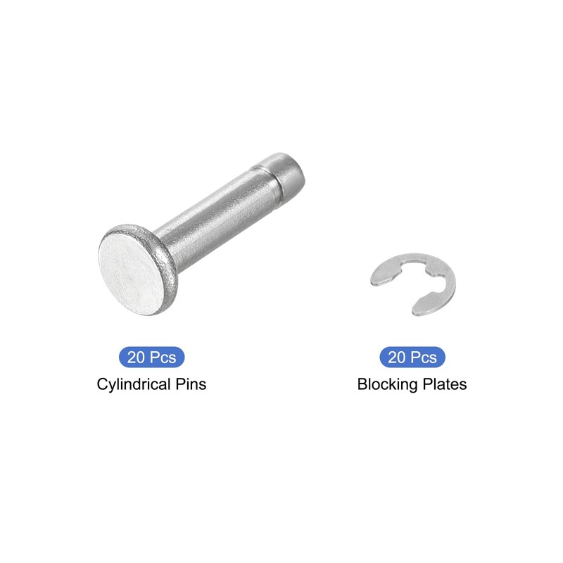 sourcing map 20Set M3x12mm 304 Stainless Steel Cylindrical Shaft Snap