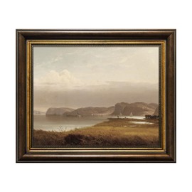 Hudson River Autumn Kitchen Wall Art Canvas Vintage Gold Framed,Rustic Retro Landscape Prints Oil Painting for Living Room, Bathroom, Bedroom Decor Gift,8"x 10"