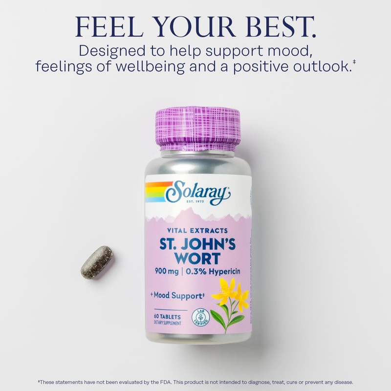 SOLARAY St. Johns Wort Aerial Extract One Daily 900mg, Standardized