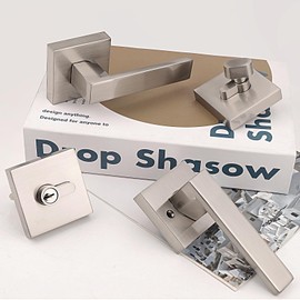 Probrico Brushed Nickel Exterior Door Locksets with Deadbolt, Front Door Passage Handle and Single Cylinder Deadbolt Set, Square Door Lever with Keyed One Side Deadbolt Lock, 1 Pack, Same Keys