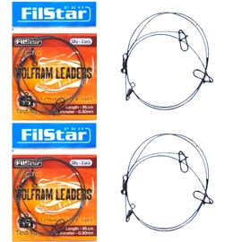 PRO FILSTAR Tungsten Leader Pike Set 2 x 2 Pieces - Fishing Leaders with Swivels - Spin Fishing - Fishing Leaders Sport Set - Fishing Set - Fishing Accessories - Spin Fishing (35 cm/15 kg/0.3 mm)