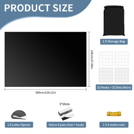 QILUCKY 100% Blackout Blind,300x145cm Blackout Blinds Stick on,Portable Blackout Curtains Fits Any Size Shape,Ideal for Travel, Bedroom, and Nursery