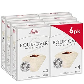 Melitta #4 Pour-Over Cone Coffee Filters, Beige, 80 Count (Pack of 6) 480 Total Filters Count