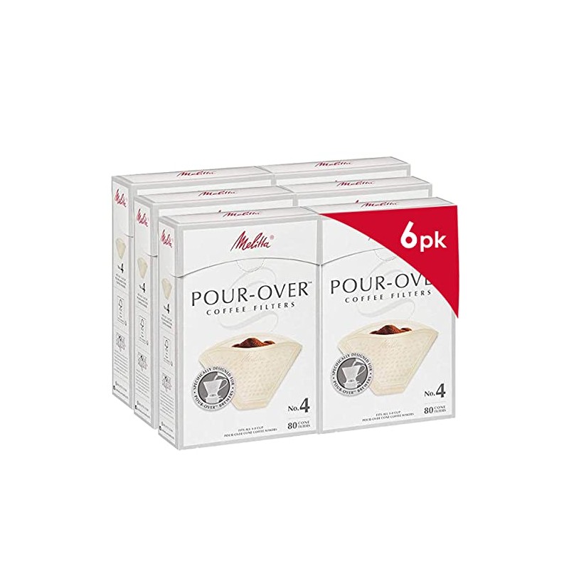 Melitta #4 Pour-Over Cone Coffee Filters, Beige, 80 Count (Pack