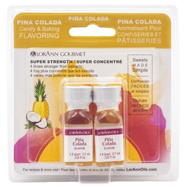 LorAnn Oils Super Strength Flavoring - Used For Candy Making, Flavoring, Baking, Hard Candy, & Flavor Oils - Bold, Natural Flavors 4X Stronger Than Extracts - Pina Colada, Pack of 2, 0.125 fl oz