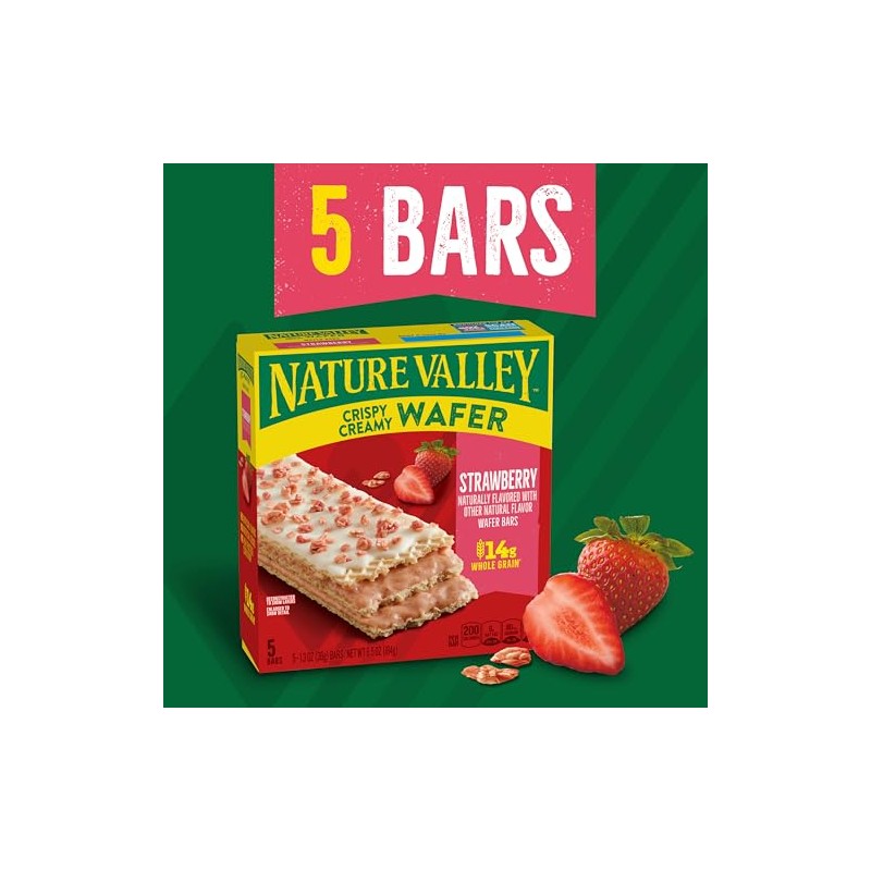 Nature Valley Crispy Creamy Wafer Bars, Strawberry, Whole Grain, 5