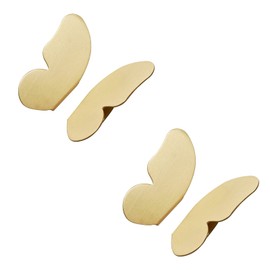 Semetall 2.91" Solid Brass Cabinet Knobs Decorative Butterfly Shape Single Hole Pull Handles for Kitchen Door Drawer Dresser,2 Pairs,Gold
