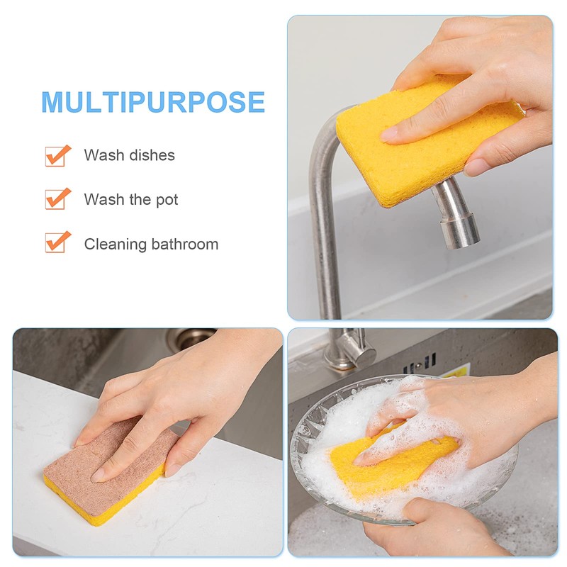 Biodegradable Natural Kitchen Sponge Eco Scratch Free Compostable Cellulose Sisal