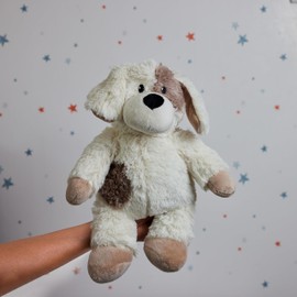 Warmies Plush Puppy Microwavable Wheat Bag with French Lavender Scent, Hot or Cold Weighted Teddy for Relaxation and Warm Relief, Suitable for Adults and Children