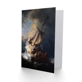 Wee Blue Coo REMBRANDT CHRIST IN STORM ON LAKE OF GALILEE OLD PAINTING GREETINGS CARD