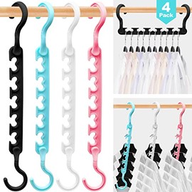4 Pack College-Dorm-Room-Essentials for Girls,Closet-Organizers and Storage,Durable Closet-Storage Plastic Clothes Hangers with 5 Holes Hangers-Space-Saving Wardrobe Closet Home Bedroom Organization