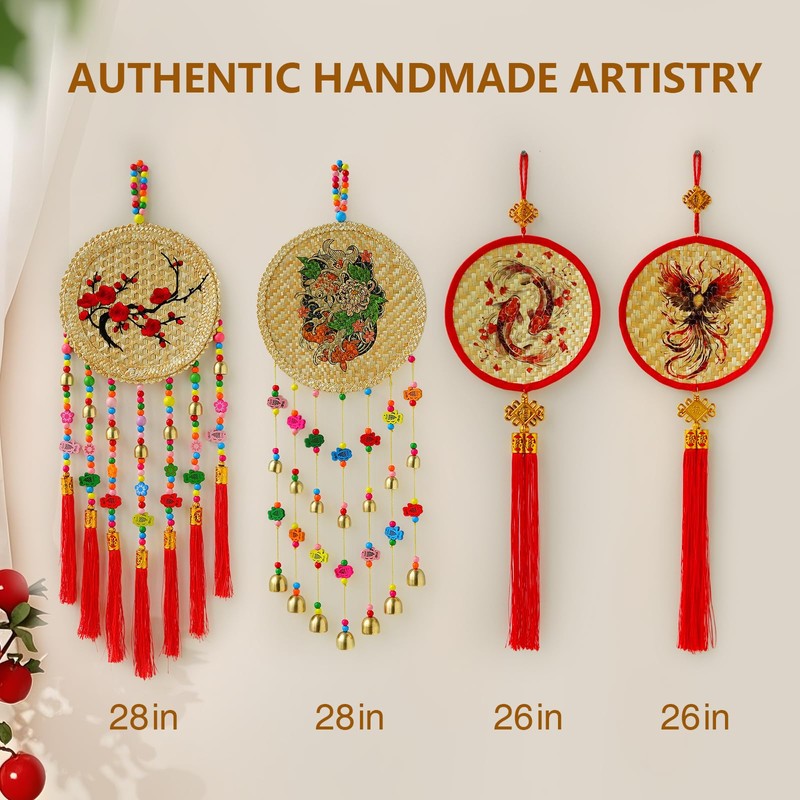 ICOFUPO Boho Macrame Wall Hanging with Natural Wheat Straw &