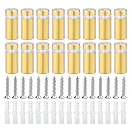 Sign Advertising Nail, Stainless Steel Sign Standoff Screws 16 Pcs, Suitable For Standoff Fixings For Glass Posters, Picture Frames And Mirrors (25mm x 12mm) (Golden)
