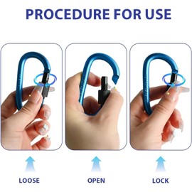 Ram® 3 Pack Locking Carabiner Aluminium Alloy D Ring Carabiners Hook Key Chain Padlock For Hiking Camping Travelling Fishing Backpack