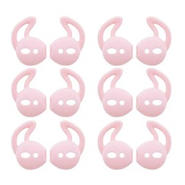 JNSA 6 Pairs Silicone Ear Tips Compatible with Air Pods 1&2,Silicone Soft Anti-Slip Sport Earbud Tips, Anti-Drop Ear Hook Gel Headphones Earphones Accessories Tips (Pink 6 Pairs)