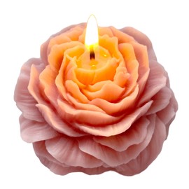 Purple-Pink Peony Flower Shape Candles for Women - Aromatic Pastel Aesthetic Candle with Berry Fragrance - Christmas Gift for Friends Colleagues and Classmates (3 inch)