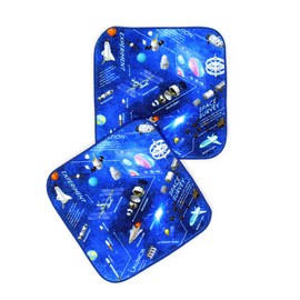 COLORFUL CANDY STYLE N8605420 Handkerchief Towel, Boys and Children, Small, Cute, Kids, Set of 2, Future Planet Exploration and Spaceship