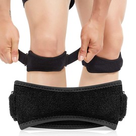 FEVAN Meniscus Strap Knee Pads Neoprene Adjustable Anti-slip Knee Pads for Crossfit (2 Pack) Black