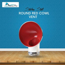 MARINE CITY Round Cowl Vent, 304 Grade Stainless Steel, for Marines, Boats, Yachts, Ships (Red (4 Inches))