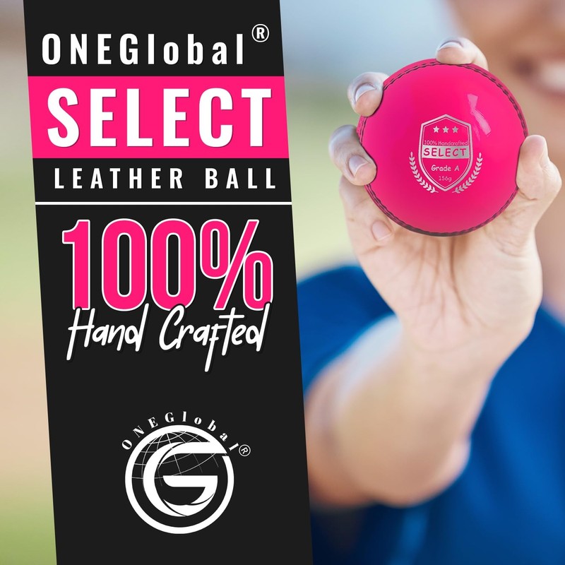 ONEGlobal Select Leather Cricket Ball | 100% Handcrafted, 156g -