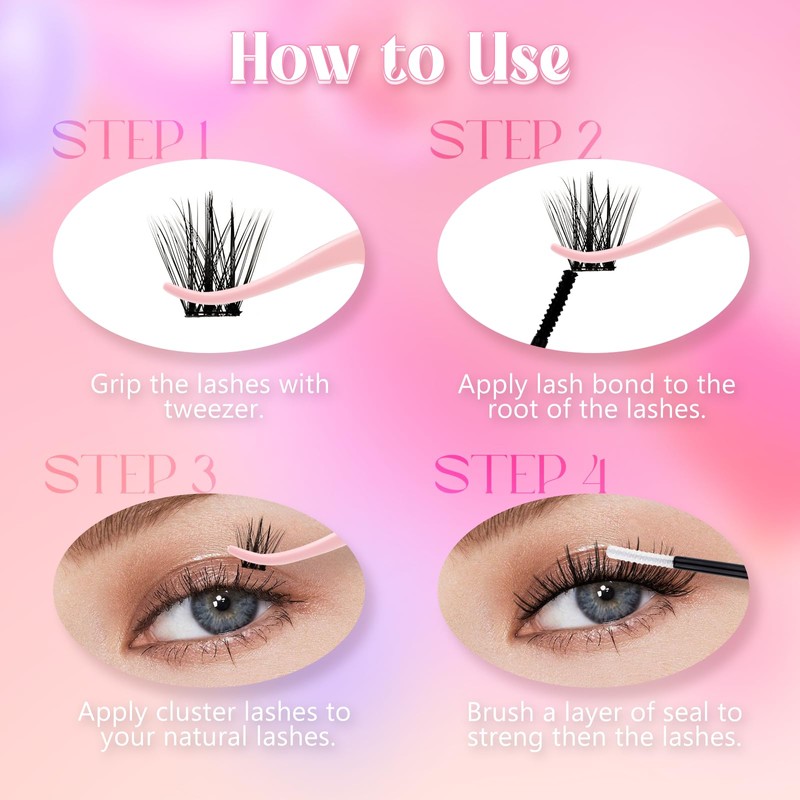 FADLASH Lash Clusters Kit Individual Lash Extensiones Wispy Faux Mink