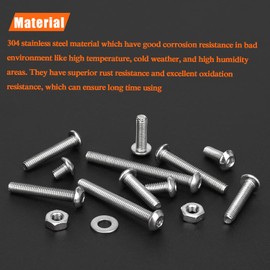 HELIFOUNER 100 Pieces M3 x 6mm, Thread Pitch 0.5mm, 304 Stainless Steel (18-8) Button Head Socket Cap Screws, Fully Threaded