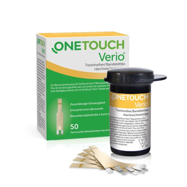 OneTouch Verio Test Strips I 50 Tests I for Blood Glucose Monitoring with Diabetes I 1 Pack I 50 Test Strips Included