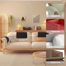 Niuoppy Armrest Cover, Headrest Cover for Recliner Sofa 4pcs Fleece Armchair Slipcover, Nonslip Recliner Chair Covers Furniture Protector for Pets (Dark Grey, 2 Seater)