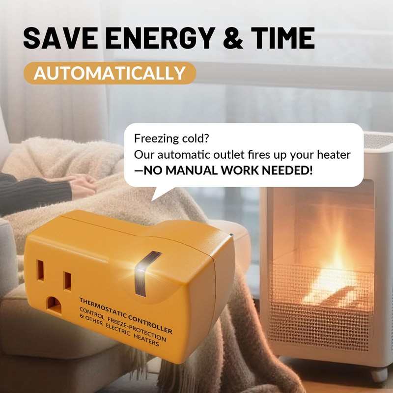 MAXKOSKO 4 PCS Freeze Thermostatically Controlled Outlet，Automatically Turn On Below