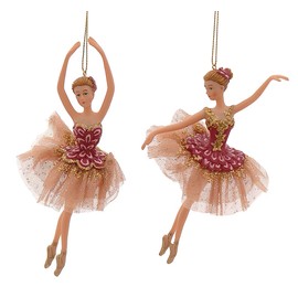 itsisa Tree Decorations Ballerina Ballet Dancer Pink Gold (Set of 2) - Ballet Christmas Decoration, Christmas Tree Bauble