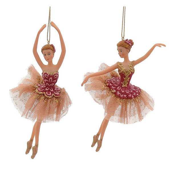 itsisa Tree Decorations Ballerina Ballet Dancer Pink Gold (Set of
