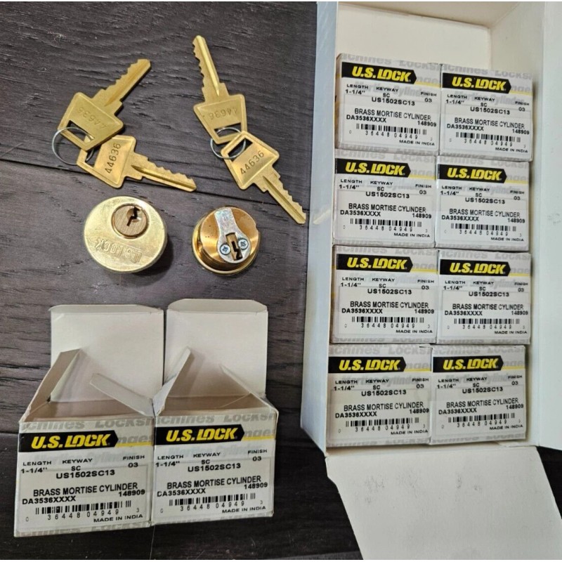 US Lock 2 Pack - US Lock Brass Mortise Cylinders,