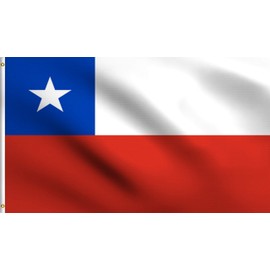 DMSE Chile Chilean La Estrella Solitaria Flag 3X5 Ft Foot 100% Polyester 100D Flag UV Resistant (3'X5' Ft Foot) (3'X5' Ft Foot)