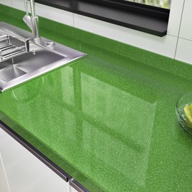 Wallercity Glossy Green Contact Paper for Countertops Peel and Stick Wallpaper Vinyl Self Adhesive Contact Paper for Kitchen Cabinets Shiny Green Wallpapers Glitter Wallpapers Removable 15.8''x118''