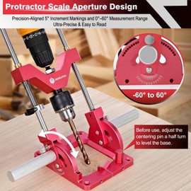 Portable Drill Guide for Straight Holes, Heavy-Duty 0° to 60° Angle Drilling Guide, Drill Press Adapter for Hand Drill, Precision Adjustable Drill Jig Attachment with 1/2" Chuck