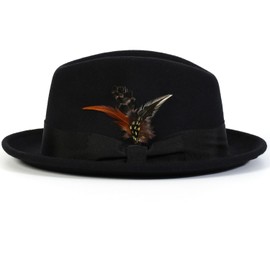 Montique Snap Brim Fedora Men's Felt Hat,Black,Large