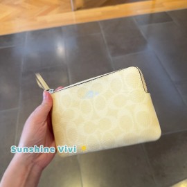 Coach NWT Coach CAQ75 Corner Zip Wristlet In Signature Canvas Silver/Hay