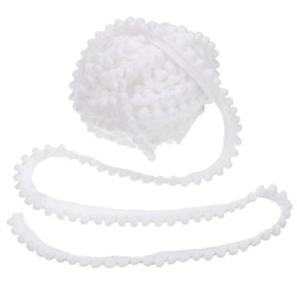 QUARKZMAN 10 Yards Pom Pom Trim Ribbon, 0.5 Inch Wide White Pom Pom Ball Fringe Trim Sewing Fringe Fabric Trim Ribbon for DIY Crafts Curtain Clothes Pillow Home Decoration
