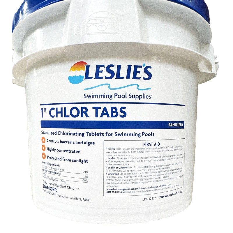 Leslie's 1 Inch Chlorine Pool Tabs 8 lbs Bucket C001008008LS