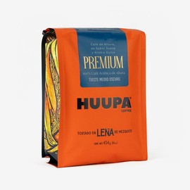 Café Premium Huupa Coffee. Molido - 100% Arábica Europea, Tostado en Leña de Mezquite, Sabor Suave y Aroma Dulce, Bolsa de 454g