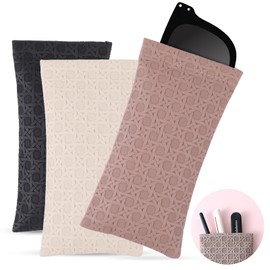 Glasses Pouch,3pc Soft Glasses Case for Women,Soft Glasses Case,Glasses Pouch for Women,Portable Soft Sunglasses Case Water Proof Geometric Plaid Glasses Pouch Storage Bags Suitable for Women Men