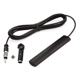 Eightwood Antena de radio FM estéreo para automóvil, antena oculta para parabrisas, antenas de parche adhesivo de enchufe DIN + adaptador DIN hembra a ISO para vehículo, automóvil, camión, receptor