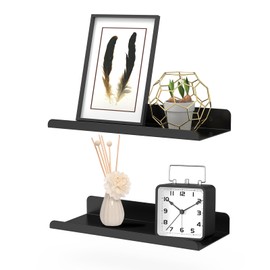 Tyanlenr Pack of 2 Metal Wall Shelves, Floating Shelves, Black, 28 cm, Wall Shelves, Bathroom Wall Floating Shelves, Metal Kitchen Shelves, Decorative Wall Shelf for Living Room, Bathroom, Bedroom