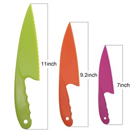 Penta Angel 3 Colors Plastic Kitchen Knife Set 3 Sizes Kids Nylon Knife Children Safety Cooking Chef Knives for Fruit Lettuce Vegetable Salad Bread (3 Colors)