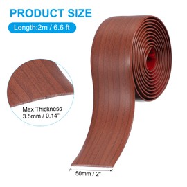 PATIKIL Self Adhesive Floor Transition Strip 2 in x 6.6 Ft, Vinyl Laminate Floor Flat Divider for Joining Floor Gaps Doorways Carpet Cover Floor Tiles Walnut