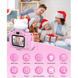 Video Children's Camera Toys for 3-12 Years Old Kids Boys Girls,HD Video Camcorder with Protective Silicone Cover,Christmas Birthday Gifts with 16GB SD Card (Pink)