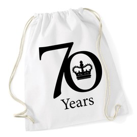 Hippowarehouse 70 Years Logo - The Queen's Platinum Jubilee 2022 Drawstring Cotton School Gym Bag 37cm x 46cm, 12 litres