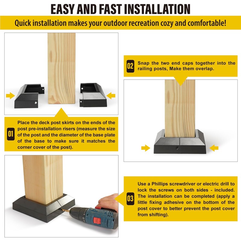 AECXM 4Pack 4"x4" Aluminum Deck Post Base Cover, Split Post