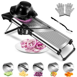 MASTERTOP Adjustable Mandoline Food Slicer,Vegetable Slicer Fruit Cutter,Stainless Steel Kitchen Mandolin,Julienne Slicers for Kitchen Onion Potato, Tomato, Carrot, Vegetable, and Fruit